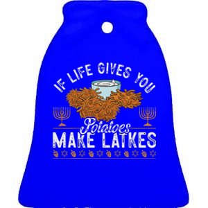 Hanukkah If Life Gives You Potatoes Make Latkes Chanukah Jew Ceramic Bell Ornament