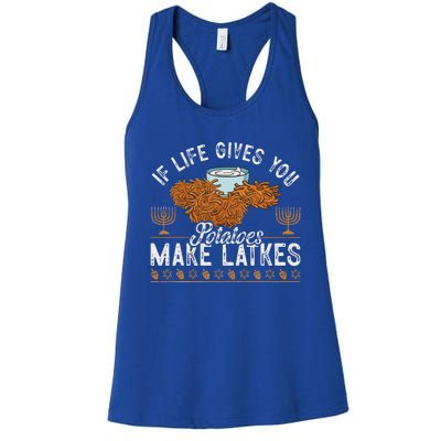 Hanukkah If Life Gives You Potatoes Make Latkes Chanukah Jew Women's Racerback Tank