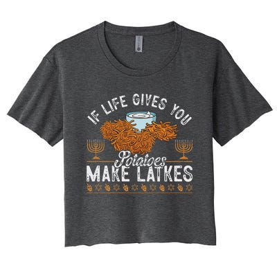 Hanukkah If Life Gives You Potatoes Make Latkes Chanukah Jew Women's Crop Top Tee