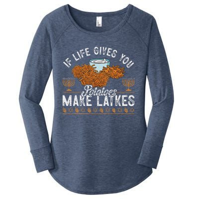 Hanukkah If Life Gives You Potatoes Make Latkes Chanukah Jew Women's Perfect Tri Tunic Long Sleeve Shirt