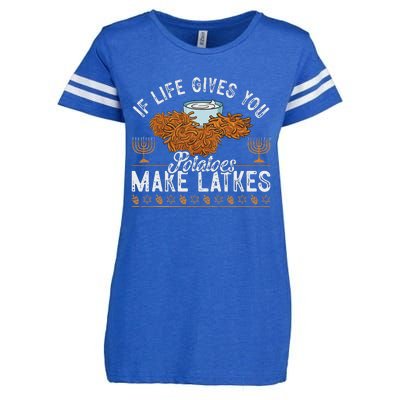 Hanukkah If Life Gives You Potatoes Make Latkes Chanukah Jew Enza Ladies Jersey Football T-Shirt