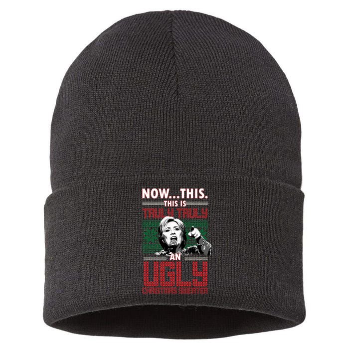 Hillary Now This Is Truly An Ugly Christmas Sweater Sustainable Knit Beanie