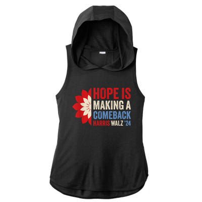 Hope Is Making A Comeback Kamala Harris Tim Walz (Waltz) 24 Ladies PosiCharge Tri-Blend Wicking Draft Hoodie Tank