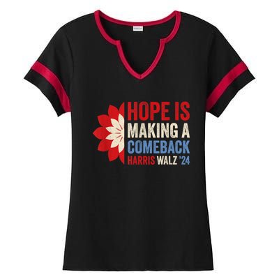 Hope Is Making A Comeback Kamala Harris Tim Walz (Waltz) 24 Ladies Halftime Notch Neck Tee