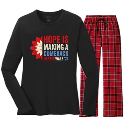 Hope Is Making A Comeback Kamala Harris Tim Walz (Waltz) 24 Women's Long Sleeve Flannel Pajama Set 