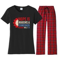 Hope Is Making A Comeback Kamala Harris Tim Walz (Waltz) 24 Women's Flannel Pajama Set