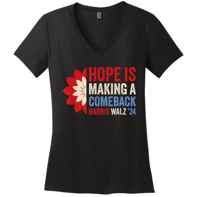 Hope Is Making A Comeback Kamala Harris Tim Walz (Waltz) 24 Women's V-Neck T-Shirt