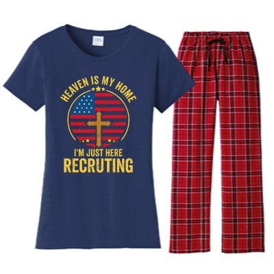 Heaven Is My Home Im Just Here Recruiting Funny Christian Women's Flannel Pajama Set