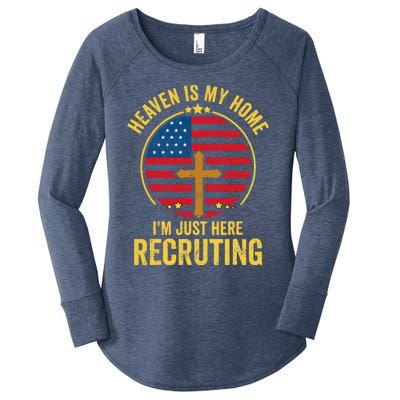 Heaven Is My Home Im Just Here Recruiting Funny Christian Women's Perfect Tri Tunic Long Sleeve Shirt