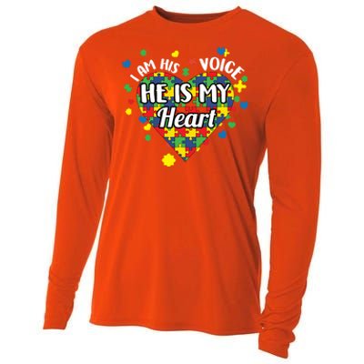 He Is My Heart Autism Awareness Puzzle Piece Cool Gift Cooling Performance Long Sleeve Crew