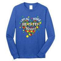 He Is My Heart Autism Awareness Puzzle Piece Cool Gift Long Sleeve Shirt