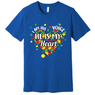 He Is My Heart Autism Awareness Puzzle Piece Cool Gift Premium T-Shirt