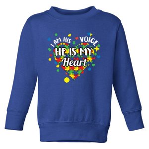 He Is My Heart Autism Awareness Puzzle Piece Cool Gift Toddler Sweatshirt