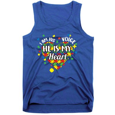 He Is My Heart Autism Awareness Puzzle Piece Cool Gift Tank Top