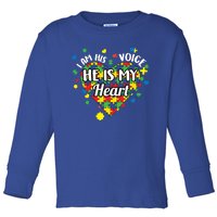 He Is My Heart Autism Awareness Puzzle Piece Cool Gift Toddler Long Sleeve Shirt