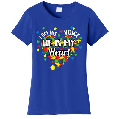 He Is My Heart Autism Awareness Puzzle Piece Cool Gift Women's T-Shirt