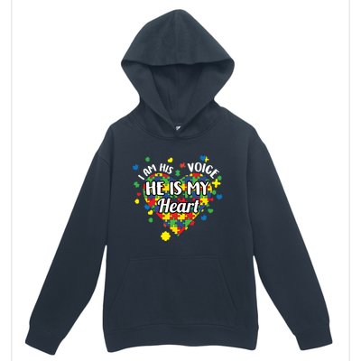 He Is My Heart Autism Awareness Puzzle Piece Cool Gift Urban Pullover Hoodie