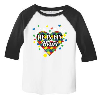 He Is My Heart Autism Awareness Puzzle Piece Cool Gift Toddler Fine Jersey T-Shirt