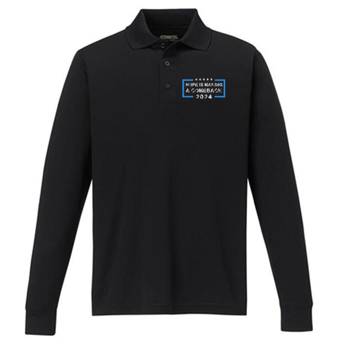 Hope Is Making A Comeback Democrats Vintage 2024 Performance Long Sleeve Polo