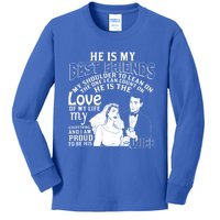 He Is My Best Friend I'm Proud To Be His Wife Cool Gift Kids Long Sleeve Shirt