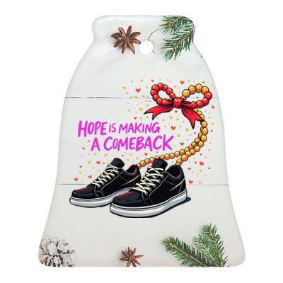 Hope Is Making A Comeback 2024 Kamala Chucks And Pearls Ceramic Bell Ornament