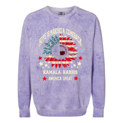 Hope Is Making A Comeback Kamala Harris Tim Walz Colorblast Crewneck Sweatshirt