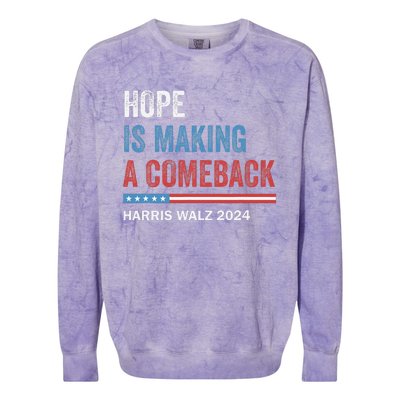 Hope Is Making A Comeback President Kamala Harris Walz 2024 Colorblast Crewneck Sweatshirt