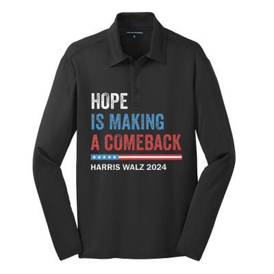 Hope Is Making A Comeback President Kamala Harris Walz 2024 Silk Touch Performance Long Sleeve Polo