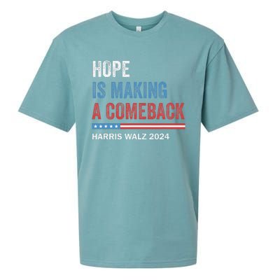 Hope Is Making A Comeback President Kamala Harris Walz 2024 Sueded Cloud Jersey T-Shirt