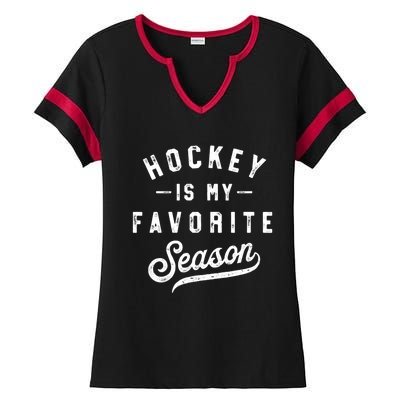 Hockey Is My Favorite Season Vintage Gift Ladies Halftime Notch Neck Tee