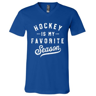 Hockey Is My Favorite Season Vintage Gift V-Neck T-Shirt