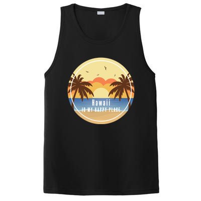 Hawaii Is My Happy Place Fun Beach Vacation Palm Trees Sun Gift PosiCharge Competitor Tank