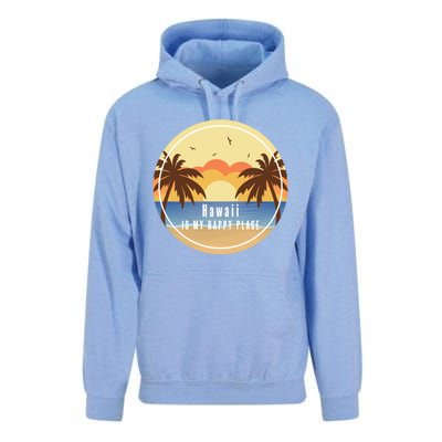 Hawaii Is My Happy Place Fun Beach Vacation Palm Trees Sun Gift Unisex Surf Hoodie