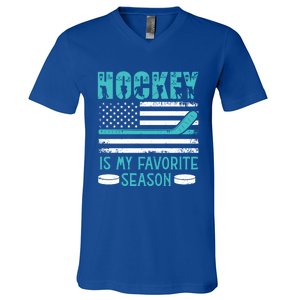 Hockey Is My Favorite Season Ice Hockey Player Hockey Fans Gift V-Neck T-Shirt