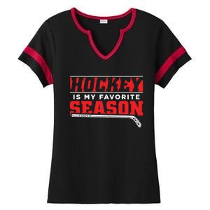 Hockey Is My Favorite Season Retro Sports Gift Ladies Halftime Notch Neck Tee