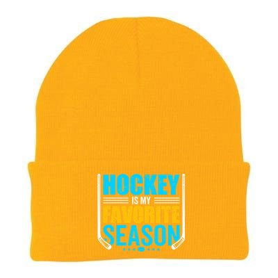 Hockey Is My Favorite Season Funny Sports Lovers Product Gift Knit Cap Winter Beanie