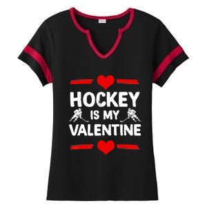 Hockey Is My Valentine Ice Hockey Team Hockey Supporter Gift Ladies Halftime Notch Neck Tee