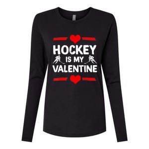 Hockey Is My Valentine Ice Hockey Team Hockey Supporter Gift Womens Cotton Relaxed Long Sleeve T-Shirt