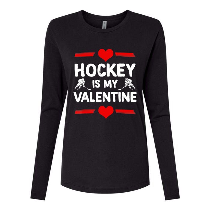 Hockey Is My Valentine Ice Hockey Team Hockey Supporter Gift Womens Cotton Relaxed Long Sleeve T-Shirt