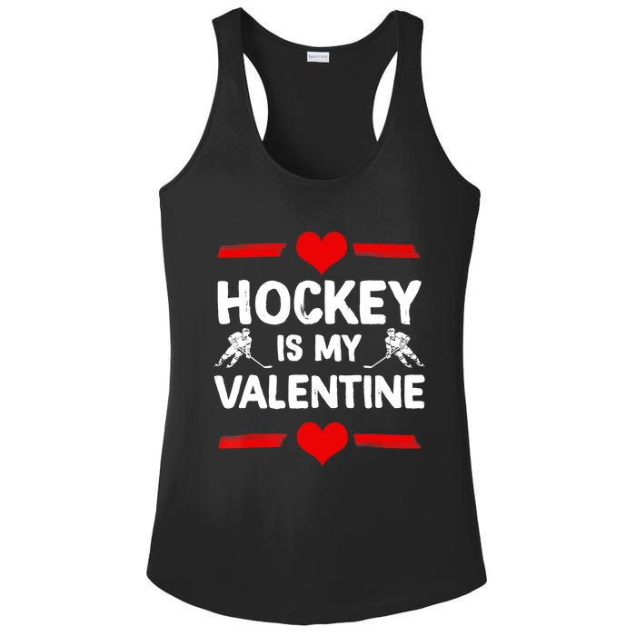 Hockey Is My Valentine Ice Hockey Team Hockey Supporter Gift Ladies PosiCharge Competitor Racerback Tank