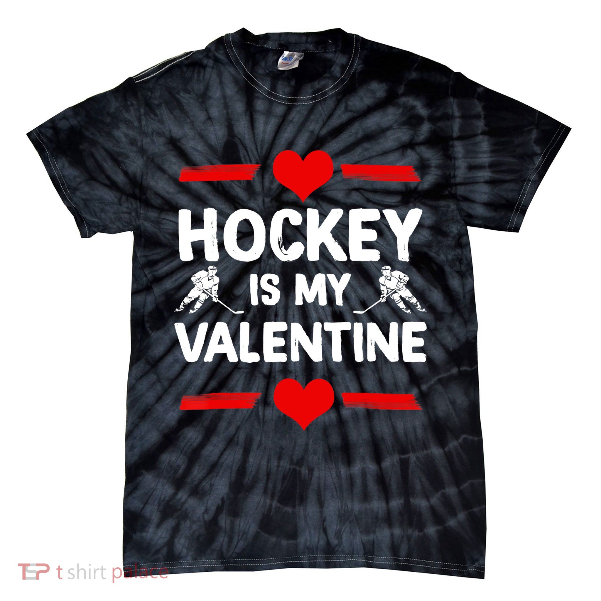 Hockey Is My Valentine Ice Hockey Team Hockey Supporter Gift Tie-Dye T-Shirt