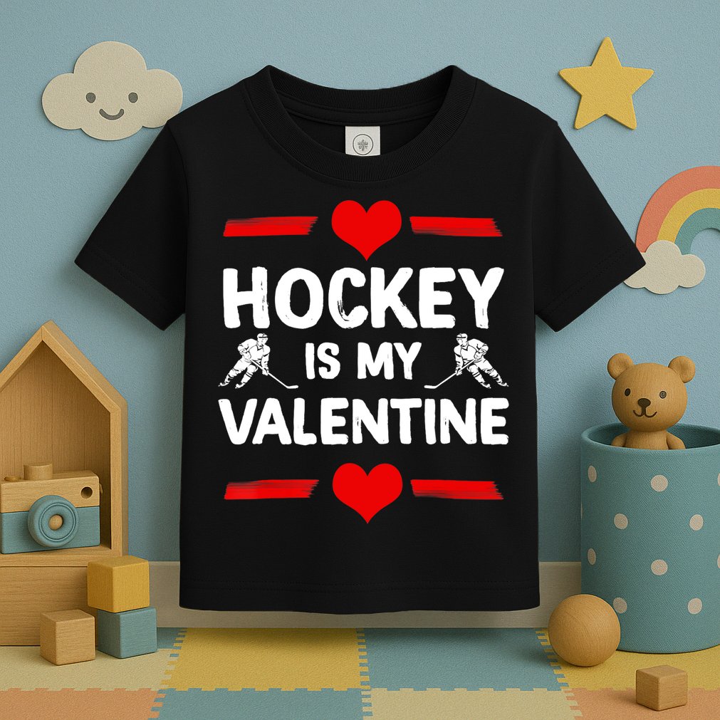 Hockey Is My Valentine Ice Hockey Team Hockey Supporter Gift Toddler T-Shirt