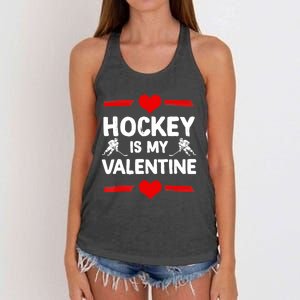 Hockey Is My Valentine Ice Hockey Team Hockey Supporter Gift Women's Knotted Racerback Tank