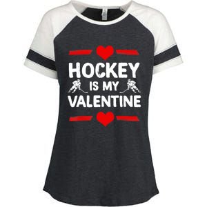 Hockey Is My Valentine Ice Hockey Team Hockey Supporter Gift Enza Ladies Jersey Colorblock Tee