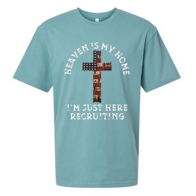 Heaven Is My Home Im Just Here Recruiting Funny Christian Sueded Cloud Jersey T-Shirt