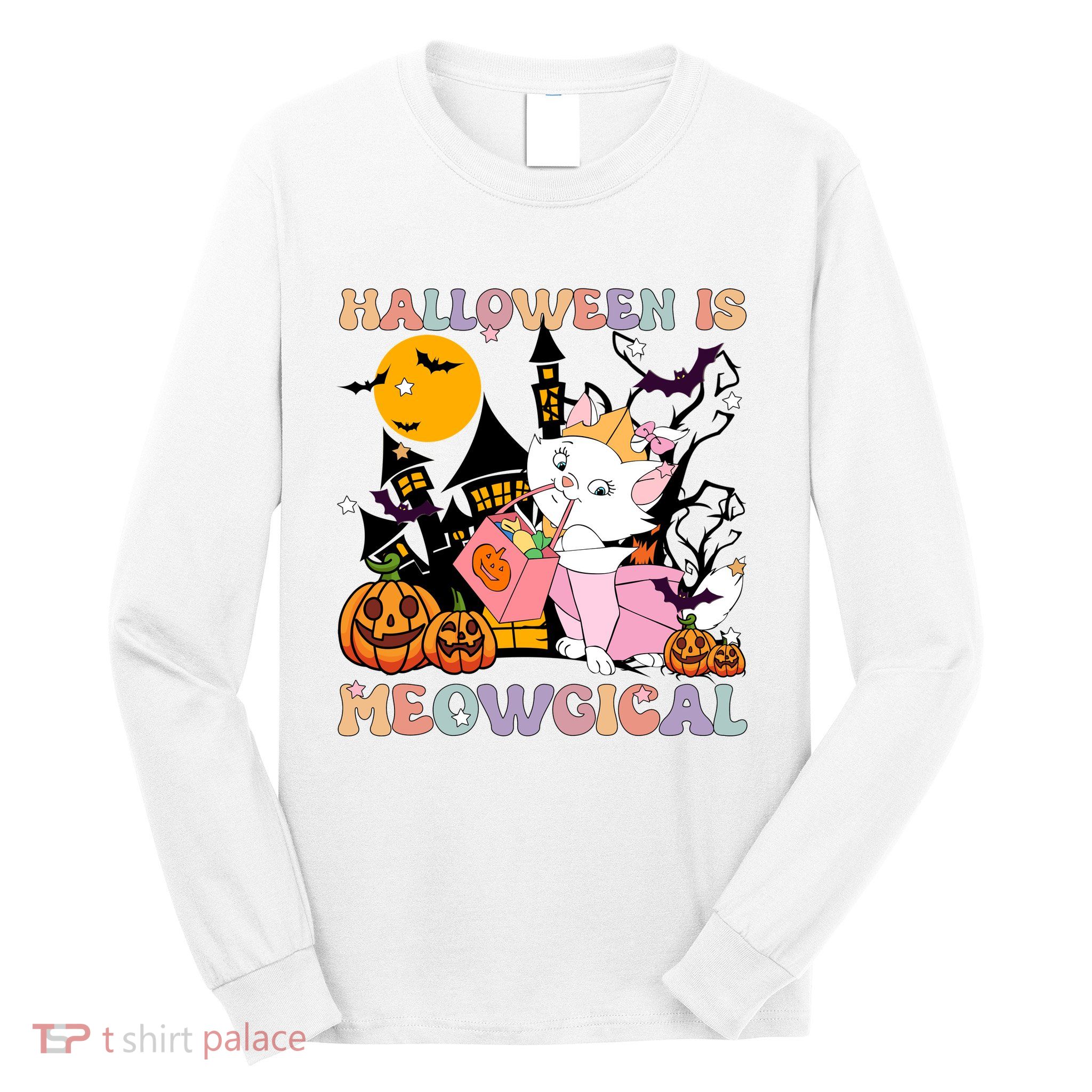 Halloween Is Meowgical Marie Cat Halloween Long Sleeve Shirt