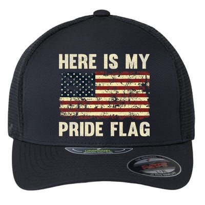 Here Is My Pride Flag Flexfit Unipanel Trucker Cap