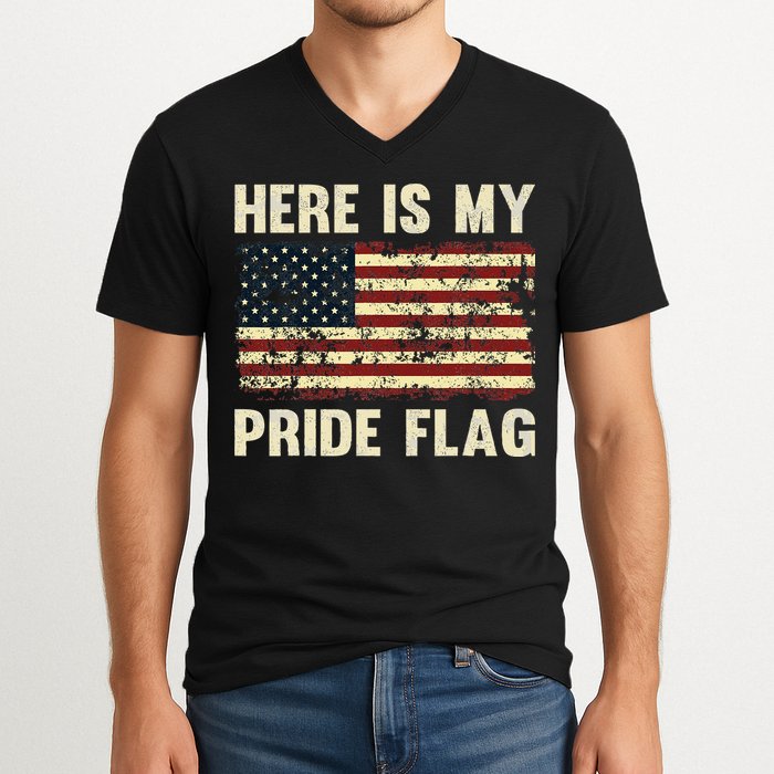 Here Is My Pride Flag V-Neck T-Shirt
