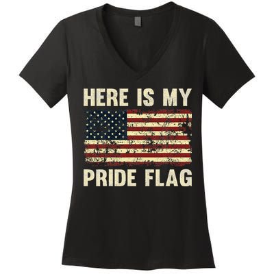 Here Is My Pride Flag Women's V-Neck T-Shirt