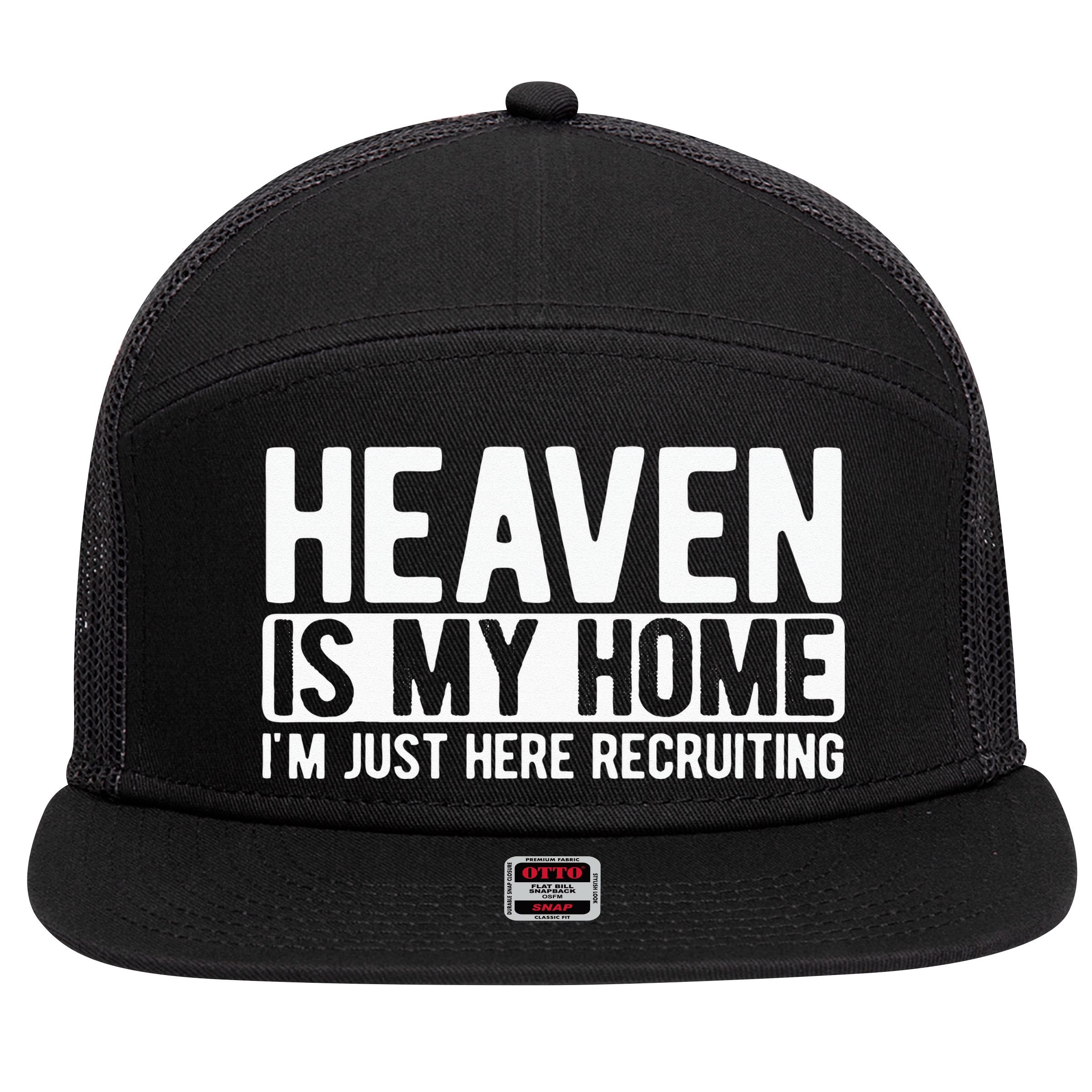 Heaven Is My Home Christian Religious Jesus 7 Panel Mesh Trucker Snapback Hat
